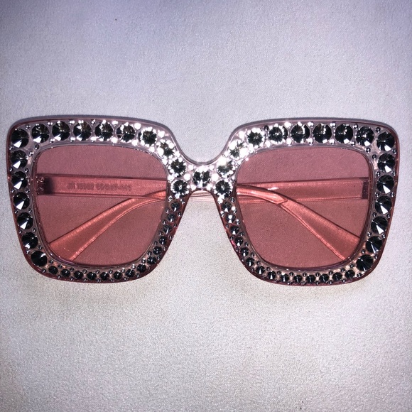 Pink Oversized Rhinestone Sunglasses - Picture 4 of 6